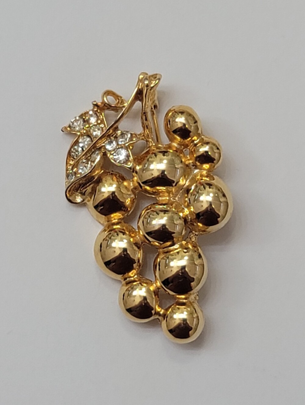 Vintage Gold Grape Cluster With Rhinestones